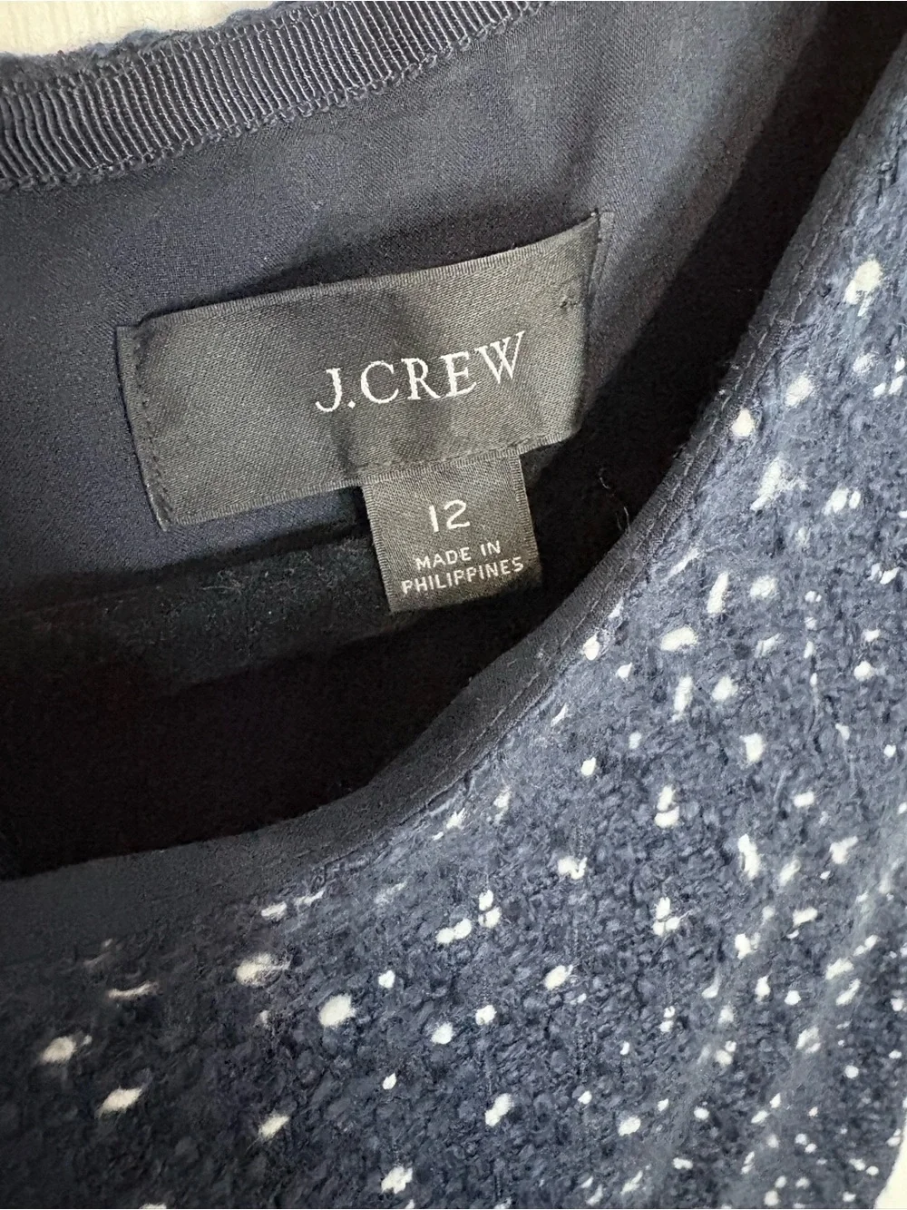 J.Crew Navy Speckled Bouclé Sleeveless Fit & Flare Dress Size 12